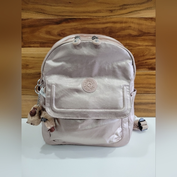 Kipling Handbags - KIPLING BACKPACK METALLIC GOLD ROSE Matta Up Bag Medium NEW